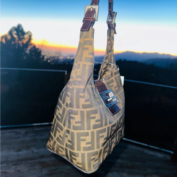 Fendi: Zucca Monogram Croissant Baguette Hobo Bag - Picture 9 of 16